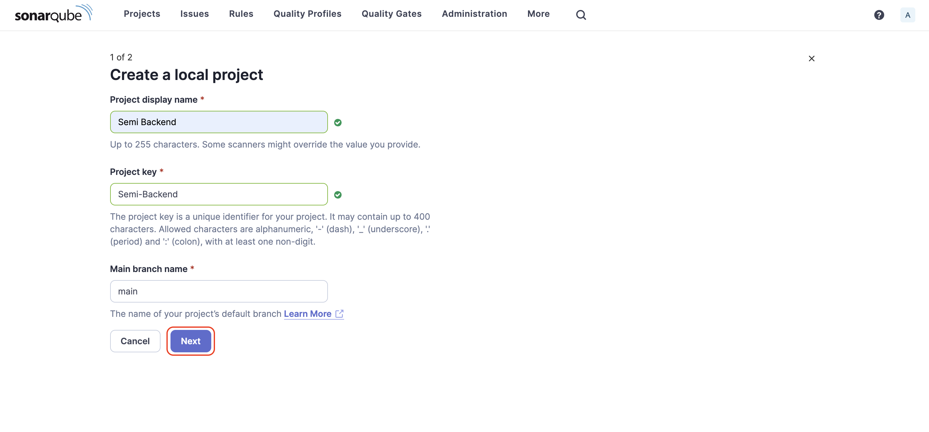 CreateLocalProjectConfiguration