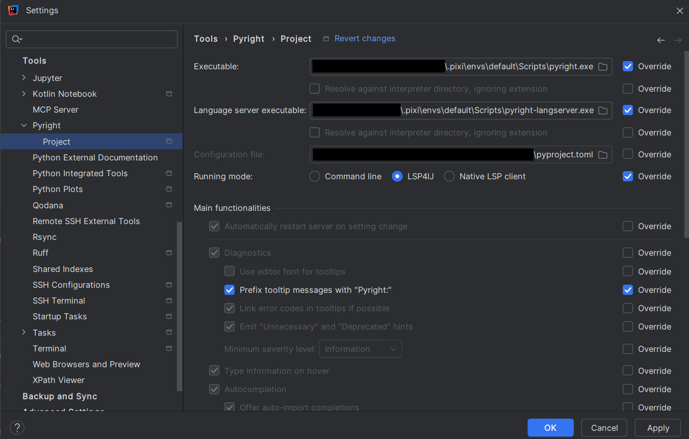 IntelliJ Pyright config