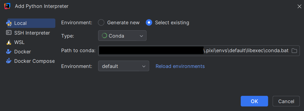 IntelliJ Conda környezet beállítása 2025.2-es verzión