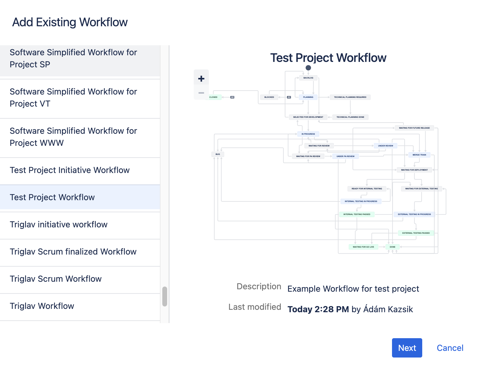 WorkflowSchemesAddExistingWorkflow