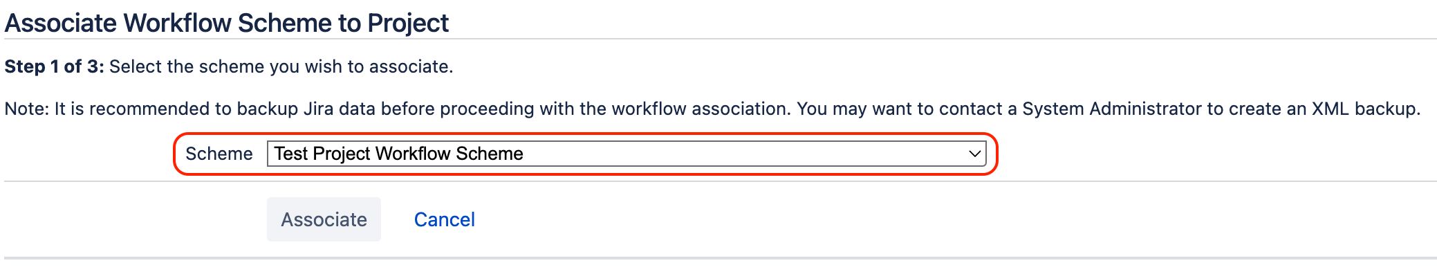 WorkflowSchemeAssociateToProject